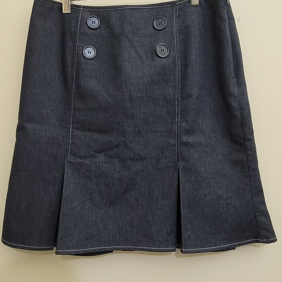 NINE & Company High Waist Pleated‎ Retro 80s y2k Casual Academia Denim Skirt 10 - Picture 3 of 12